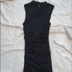 Black ruched mini dress